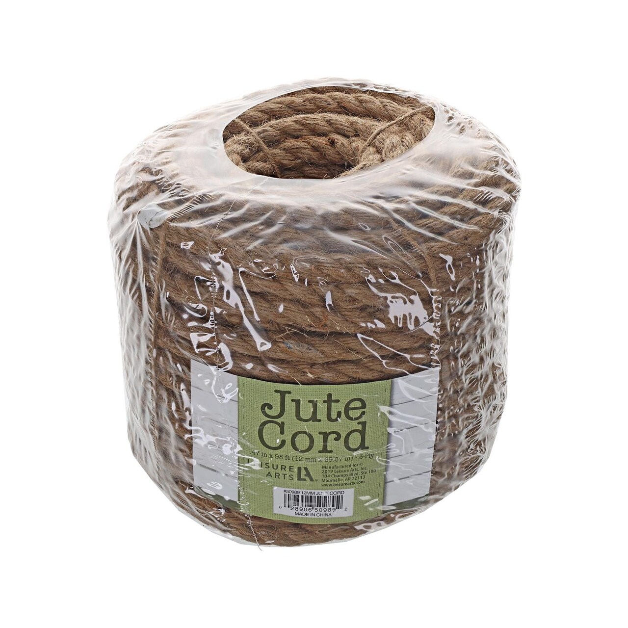 Leisure Arts Jute Cord .47", 98Ft – Natural Brown Twine for Crafts, Jute Rope String for DIY, Rustic Burlap Cord Ideal for Gift Wrapping, Home Decor, and Projects